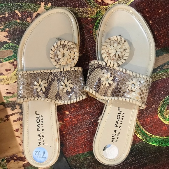 ▪️MILA PAOLI Leather Flip Flops - Picture 1 of 6